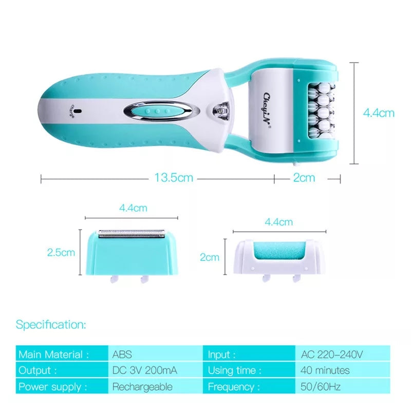 3 In 1 Electric Epilator Women Hair Removal Painless Shaving Foot File Pedicure Tools Machine Female For Face Bikini Body Leg 49