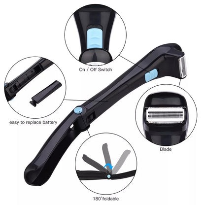 Do It Yourself Men Manual Back Hair Shaver Long Foldable Handle Back Leg Hair Shaver Razor Remover Body Trimmer Groomer Shaving