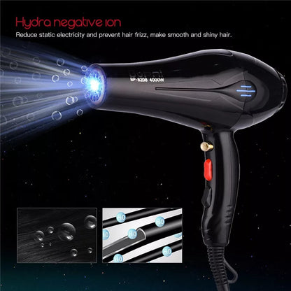 4000W Powerful Professional Salon Hair Dryer Negative Ion Blow Dryer Electric Hairdryer Hot/Cold Wind With Air Collecting Nozzle