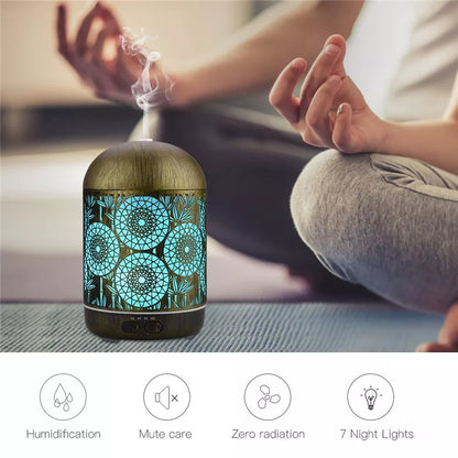 300ML Aroma Diffuser Hollow Metal 7 Colors Humidifier Aroma Oil Diffuser Bedroom Yoga Office Spa Aromatherapy Humidifier Tools