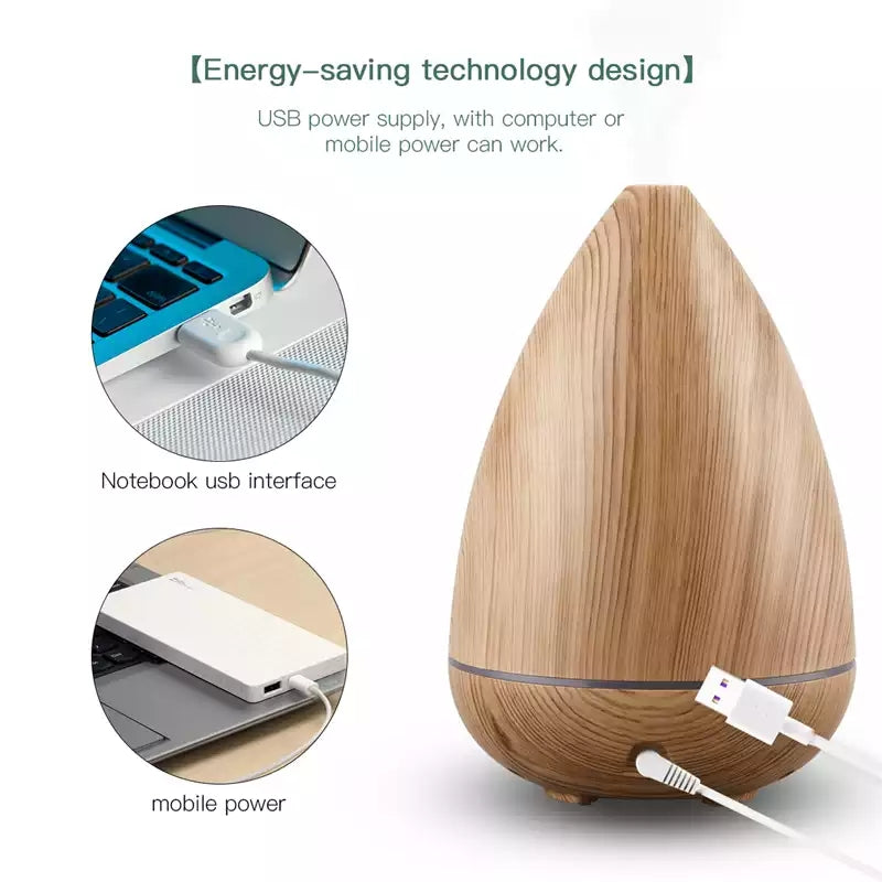 Mini Usb Air Humidifier Essential Oil Diffuser Ultrasonic Wood Grain Mist Maker 7 Colors Light For Home Office Moisturizing 45