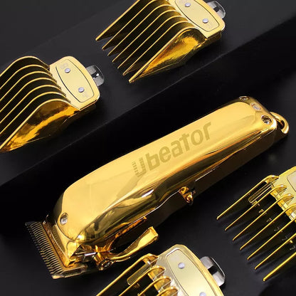 Hair cutting Machine Gold Metal Barbershop Cutter Cordless Hair Clipper Hair Trimmer 100-240V Cut Electric Rechargeable