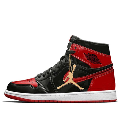 Mens Ankle PU red black retro high jord sneakers