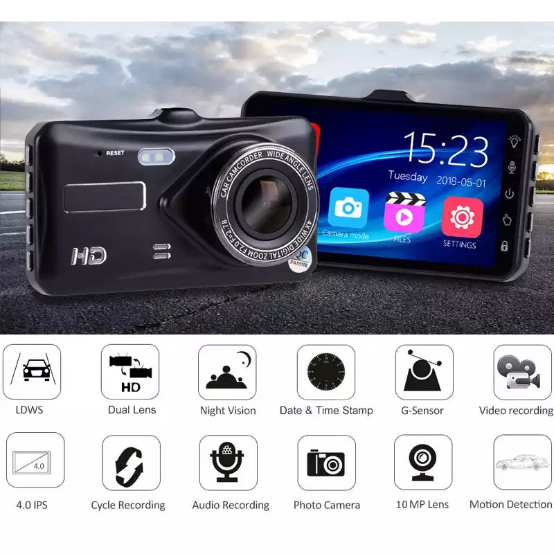 Full 1080P Dash Cam DVR Dash Camera Car Video Recorder DVR Camera Dashcam 140° Wide Angle Loop Recording Night Vision G-sensor