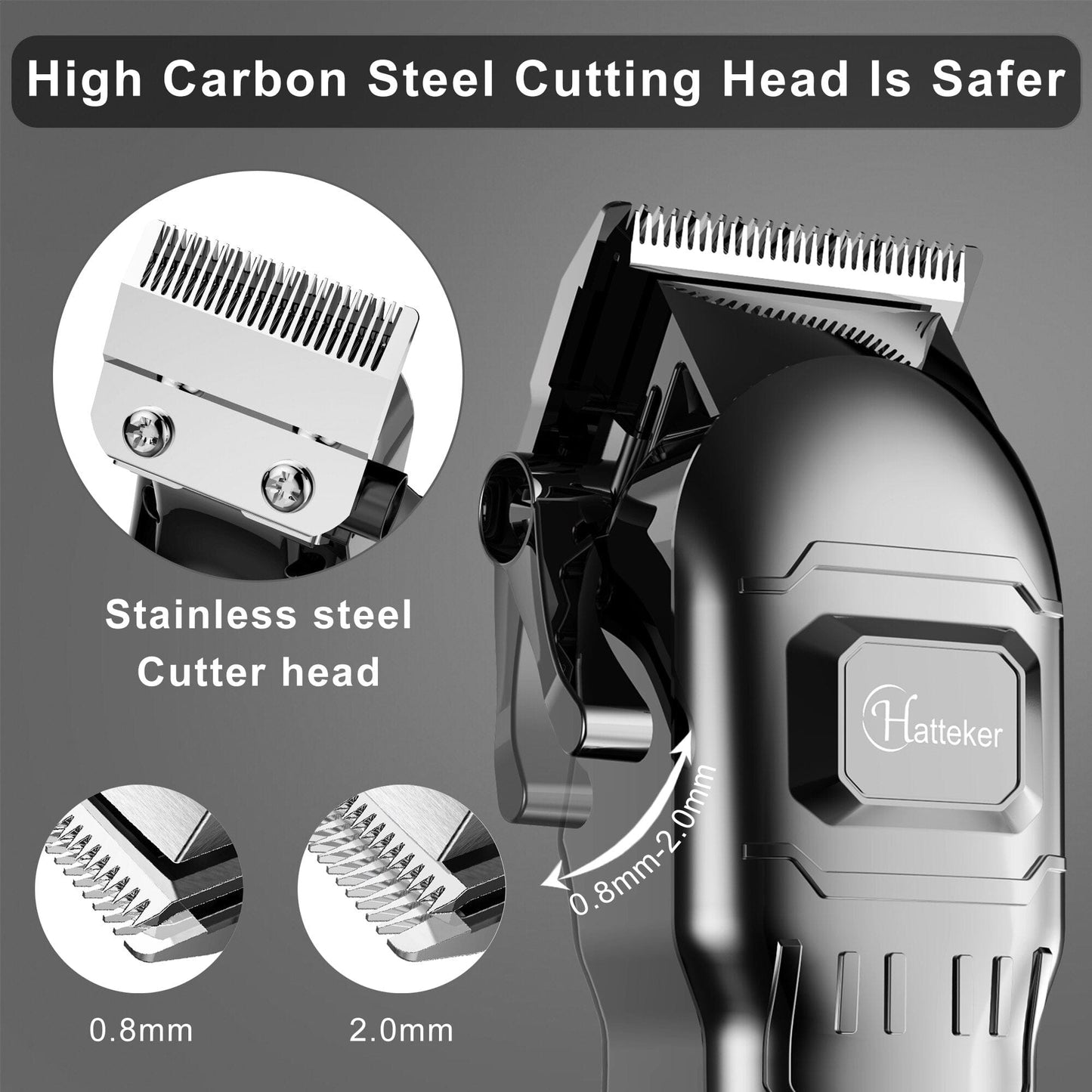 HATTEKER Electric Hair Clipper Professional Mens Hair Trimmer Baber USB Cordless Hair Machine Hairdressing Cape Set