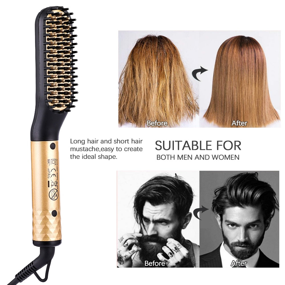 Professional Hair Comb Brush Beard Straightener Multifunctional Hair Straightening Comb Hair Curler Fast Heating Styling Tools