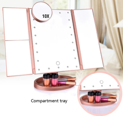 Touch Screen Makeup Mirror with 22 LED Light 1X/2X/3X/10X Magnifying Glass Compact Vanity Mirror Flexible Cosmetics Mirrors Make