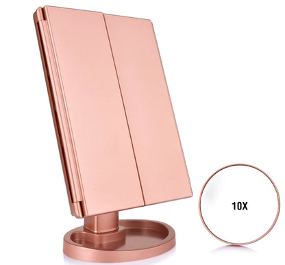 Touch Screen Makeup Mirror with 22 LED Light 1X/2X/3X/10X Magnifying Glass Compact Vanity Mirror Flexible Cosmetics Mirrors Make