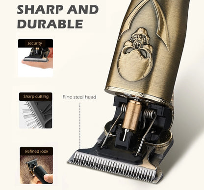 Mens professional wireless  metal skull design trimmer / hair clipper