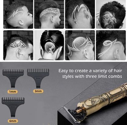 Mens professional wireless  metal skull design trimmer / hair clipper