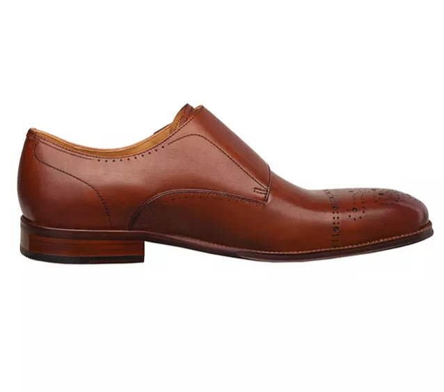 Mens tan pure leather monk strap shoe (MA301144-03)