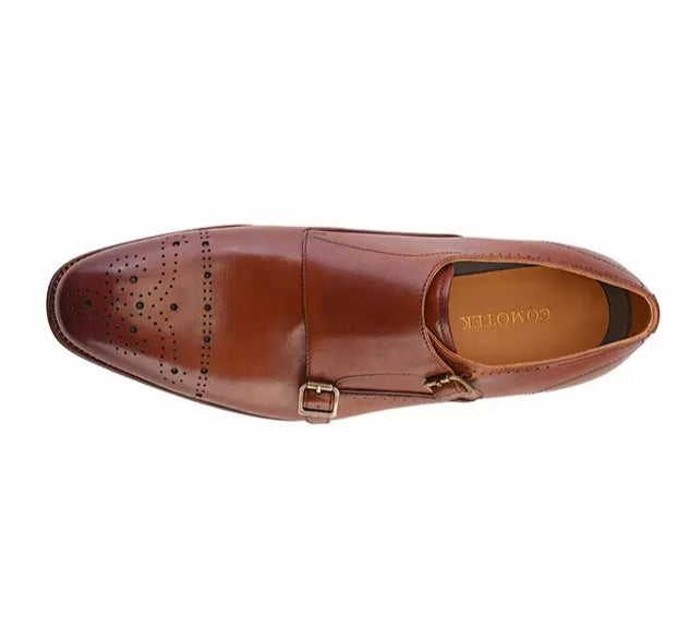 Mens leather tan colour monk strap shoes