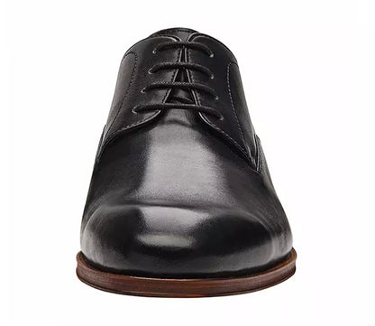 Classic mens italian derby laced style black leather shoe