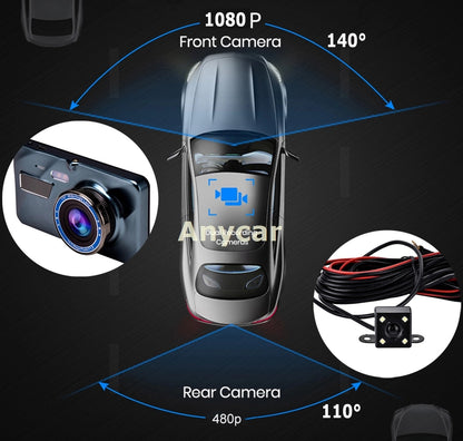 Car Dvr Video Recorder Dash Cam 3 in 1 Rear View Dual Camera Car Recorder Car Camera 3.6" Cycle Recording Night Vision Dashcam