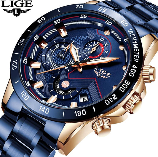 ozkart mens chronograph blue stainless party watches
