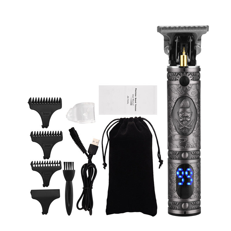 Barber mens Gun metal grey professional trimmer with led display