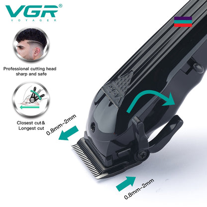 Black Rechargeable Professional Hair Clipper For Men -V