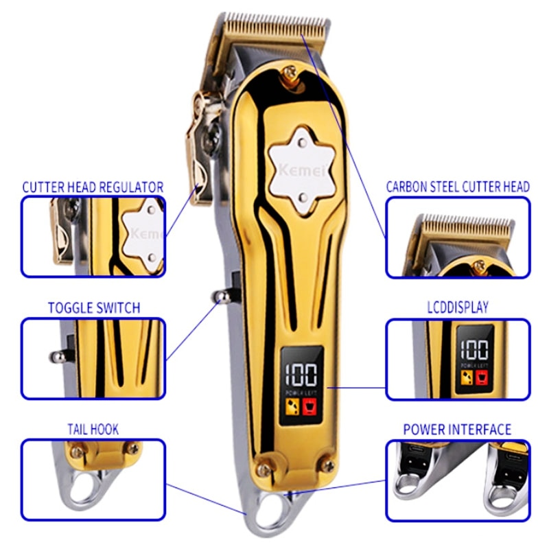 kemei twin pack golden barber hair clipper for men