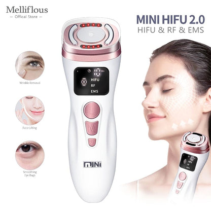 Mini HIFU Machine EMS&RF Ultrasonic Massager for Firming Skin