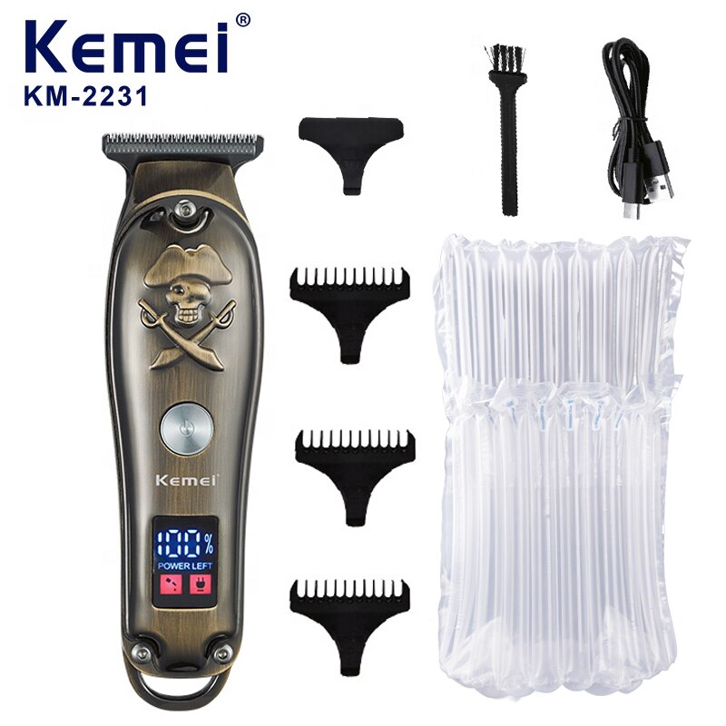 Kemei Full Metal Rechargeable Cordless Hair beard Trimmer For Men