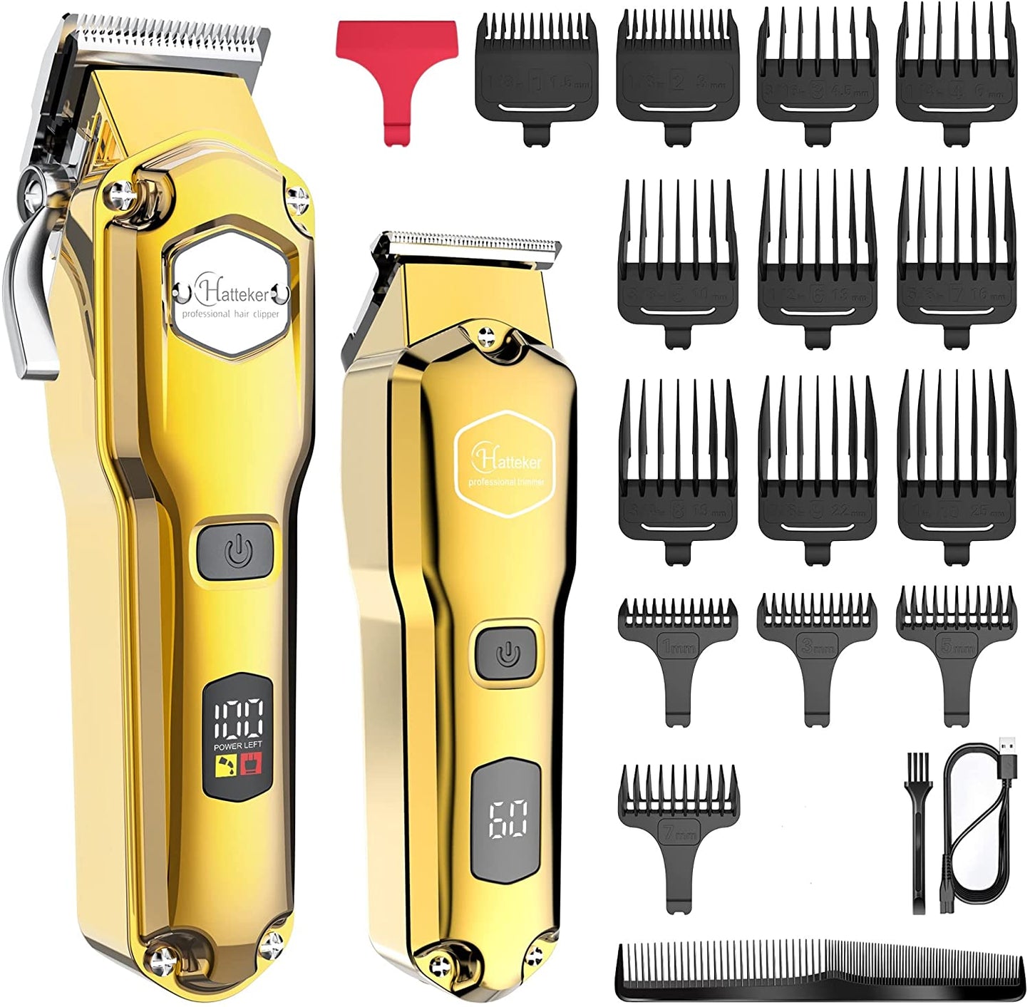 MENS HAIR CLIPPER BEARD TRIMMER SET GOLDEN BARBER 