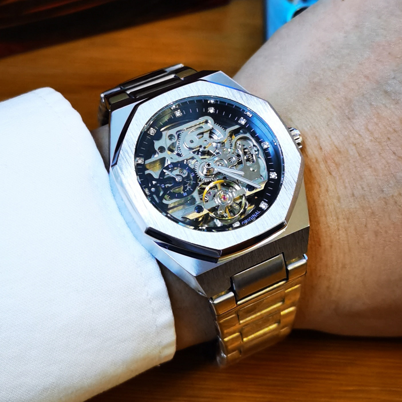 Mechanical skeleton Watch for Men Automatic- Steel Strap