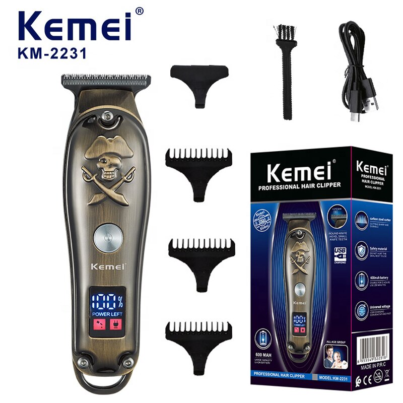 Kemei Full Metal Rechargeable Cordless Hair beard Trimmer For Men