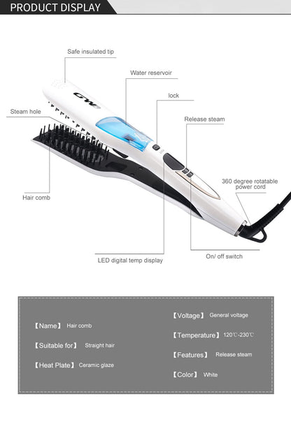 steam hair straightener Electric Hair Straightener Brush