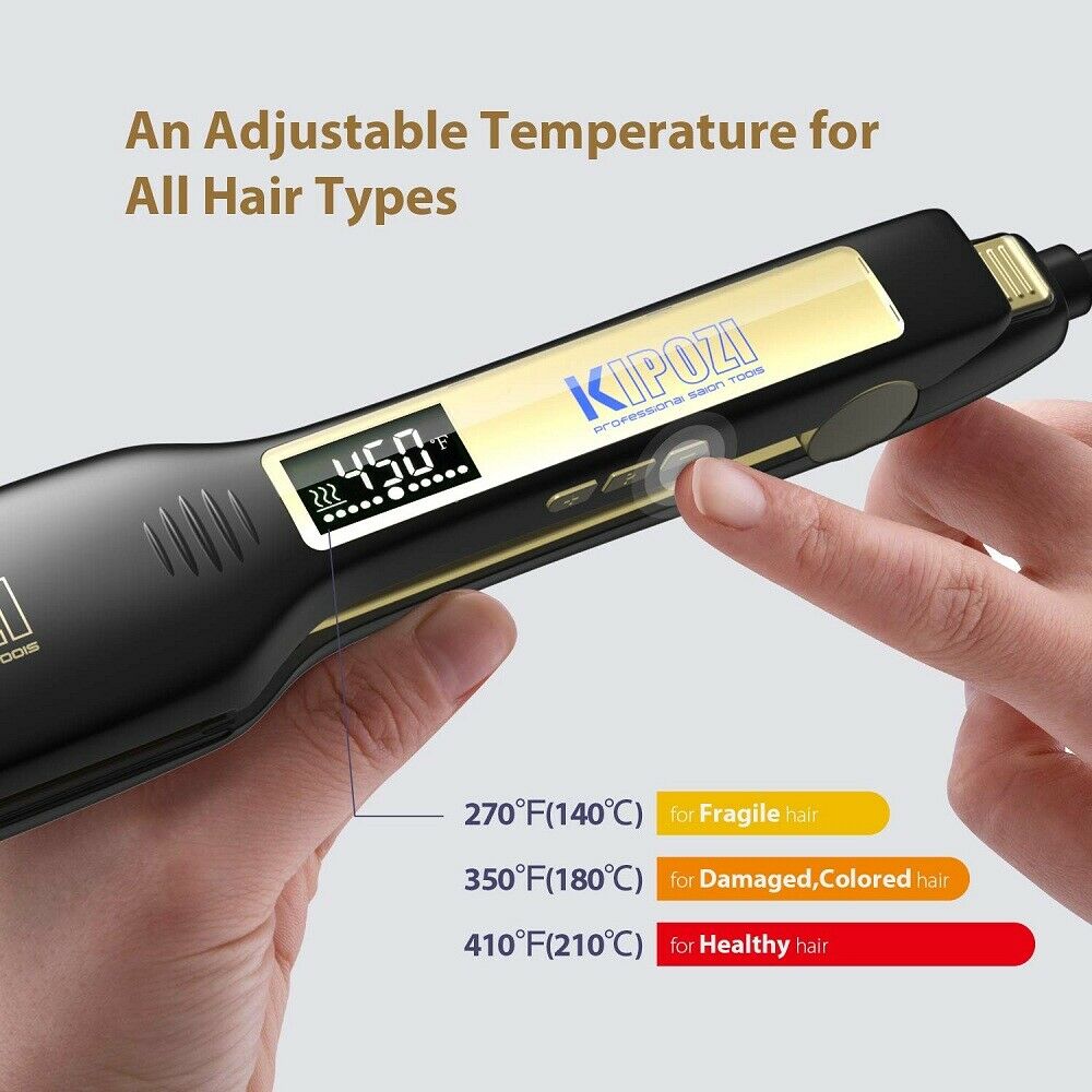 Professional Hair Straightener Titanium Flat Iron with Digital LCD Display