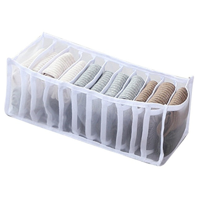 Dormitory closet organizer for socks home separated underwear storage box 7 grids bra organizer foldable drawer organizer