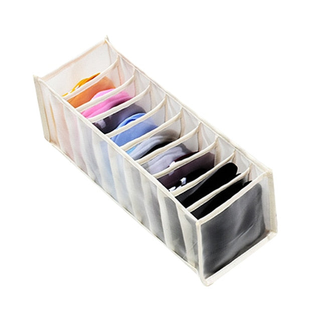 Dormitory closet organizer for socks home separated underwear storage box 7 grids bra organizer foldable drawer organizer