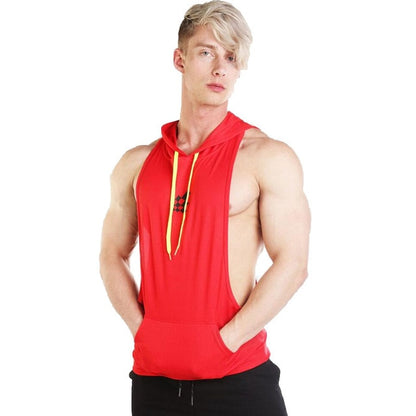 Summer Brand Gyms Clothing Men Bodybuilding Hooded Tank Top Sleeveless Vest Sweatshirt Fitness Workout Sportswear Tops Male