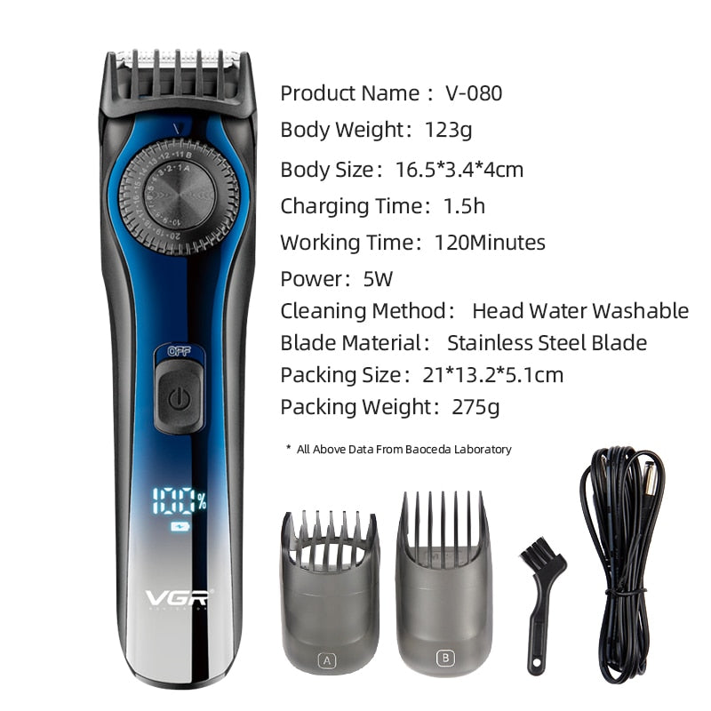 Hair Clipper Razor LCD Screen Powerful Hairs Trimmer Cutting Machine Barber Haircut Professional Hair Clipper Rechargeable