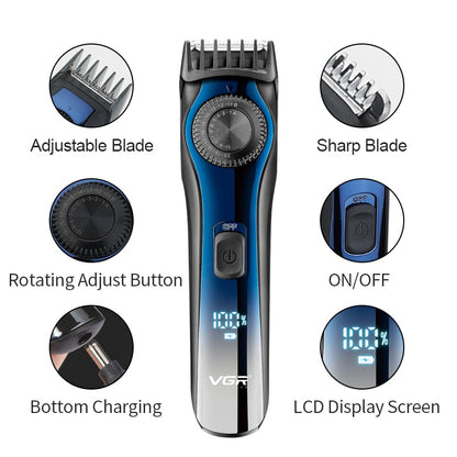 Hair Clipper Razor LCD Screen Powerful Hairs Trimmer Cutting Machine Barber Haircut Professional Hair Clipper Rechargeable