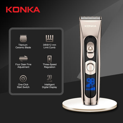 KONKA Electric Washable Rechargeable Metal USB 2000mAh Hair Clipper Professional Barber Trimmer With Carbon Steel Cutter Head