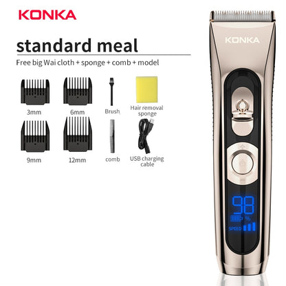 KONKA Electric Washable Rechargeable Metal USB 2000mAh Hair Clipper Professional Barber Trimmer With Carbon Steel Cutter Head