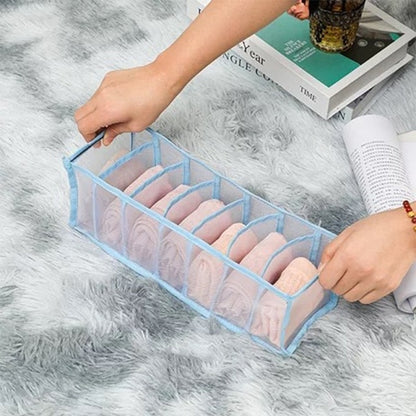 Dormitory closet organizer for socks home separated underwear storage box 7 grids bra organizer foldable drawer organizer