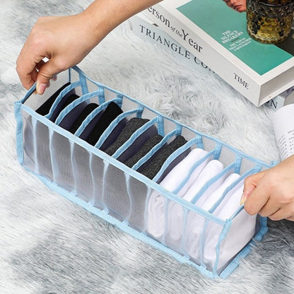 Dormitory closet organizer for socks home separated underwear storage box 7 grids bra organizer foldable drawer organizer