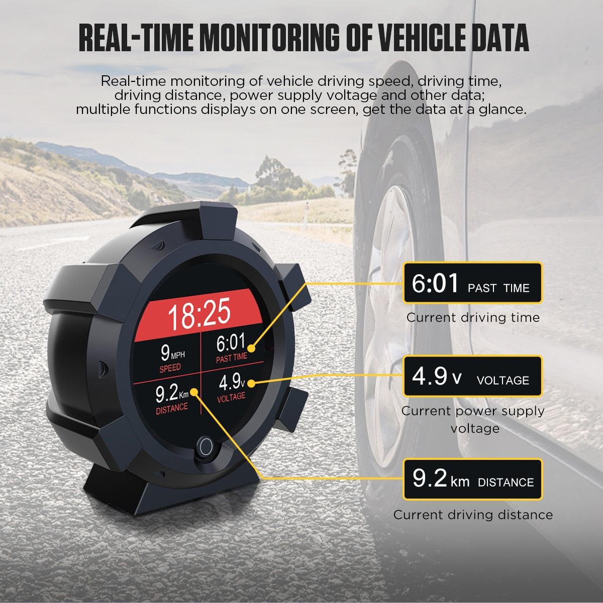 AUTOOL X95 Car 4x4 Inclinometer Provide Slope Angle Speed Satellite Timing GPS Off-road Vehicle Accessories Multifunction Meter