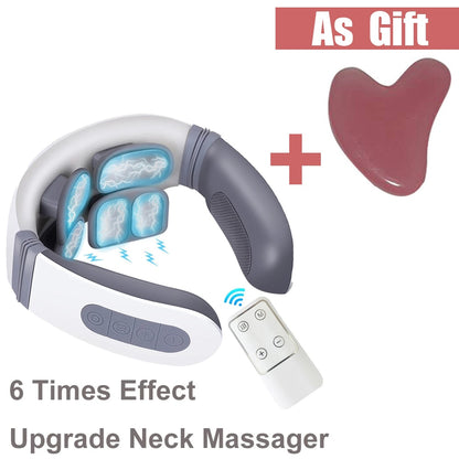 6 Times Electric Neck Massager Intelligent English Broadcast Cervical Massage Neck Pain Relief Tool Relaxation Machine White