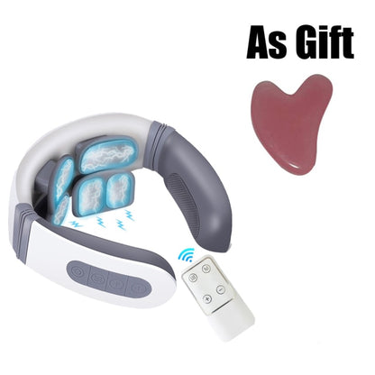 6 Times Electric Neck Massager Intelligent English Broadcast Cervical Massage Neck Pain Relief Tool Relaxation Machine White