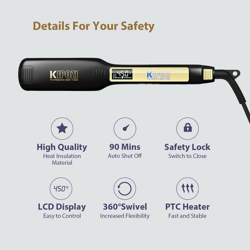 Professional Hair Straightener Titanium Flat Iron with Digital LCD Display