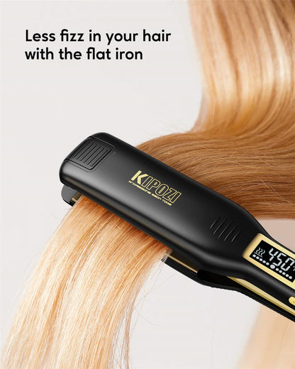 Professional Hair Straightener Titanium Flat Iron with Digital LCD Display