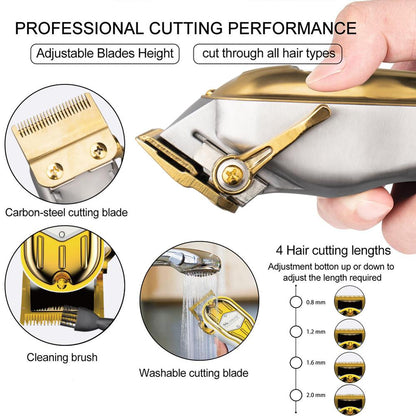 Surker All Metal Hair Clippers Men Cordless Professional Hair Trimmer Maquina Cortar Pelo Haircut LCD Display Hairdresser