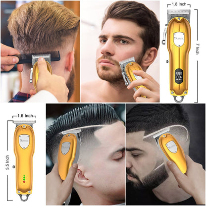 Surker All Metal Hair Clippers Men Cordless Professional Hair Trimmer Maquina Cortar Pelo Haircut LCD Display Hairdresser