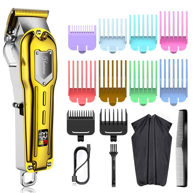 Surker All Metal Hair Clippers Men Cordless Professional Hair Trimmer Maquina Cortar Pelo Haircut LCD Display Hairdresser