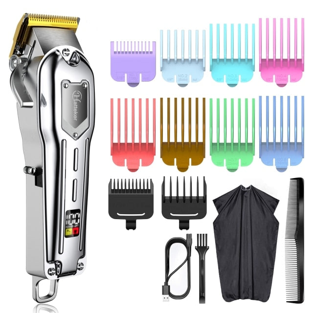 Surker All Metal Hair Clippers Men Cordless Professional Hair Trimmer Maquina Cortar Pelo Haircut LCD Display Hairdresser