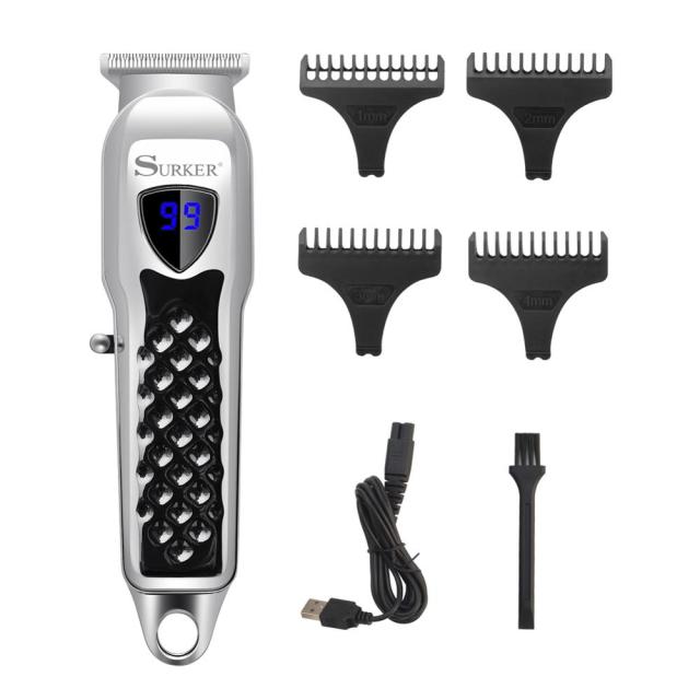 Surker All Metal Hair Clippers Men Cordless Professional Hair Trimmer Maquina Cortar Pelo Haircut LCD Display Hairdresser